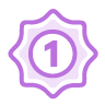 A badge with a number 1 representing first place