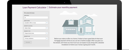 screenshot of monthly payment calculator