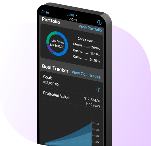 Example of an Automated Investing platform on a mobile device