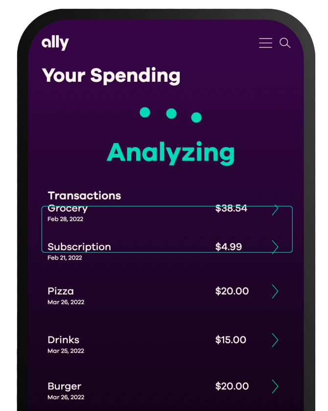 A phone screen depicting a user’s Spending Account