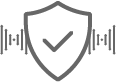 icon of a check mark decorated shield sitting in front of a strand of DNA