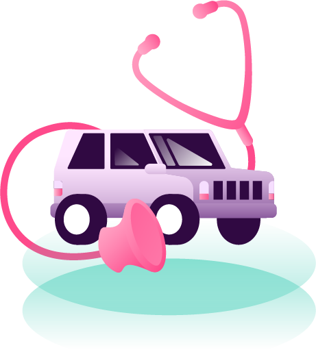 a vehicle with a stethoscope wrapped around it