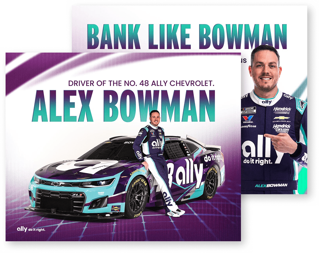 The Alex Bowman hero card featuring Bowman and the 48 car.