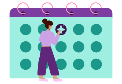 Illustration of a women picking the day she will pay her bill
