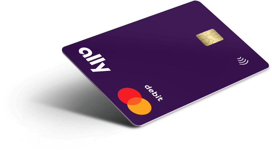 A visual of the purple Ally MasterCard debit card