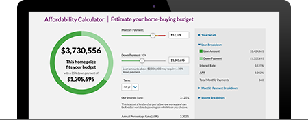 screenshot of affordability calculator
