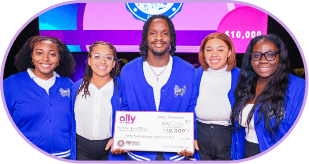 Second place winners from Hampton University: Chelsea Agyei, Kiana Bernard, Christin Fluellen, Braeden Lessane and L. Ceri Mundrati