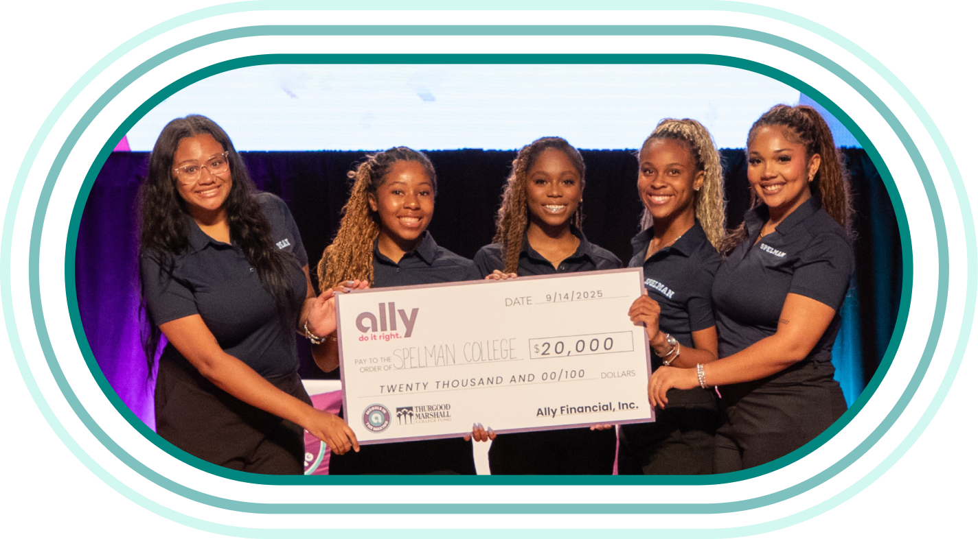 First place winners from Spelman College. Aubria King, Ca'Miyah King, Kennedy Washington, Madison Harris and Sydney Johnson
