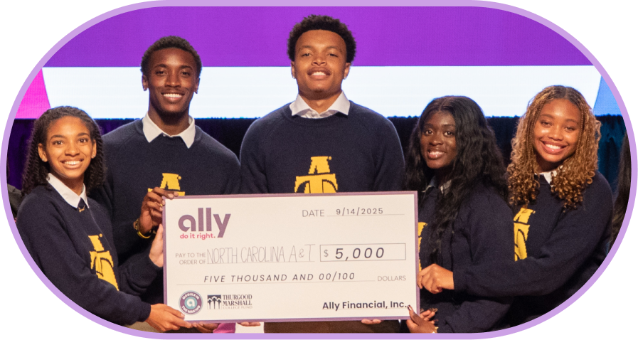 Third place winners from North Carolina A&T State University. Akevia Wilkerson, Bryce Ferebee, Dorian Jackson, Enioluwa Olabode and Jamari Kinton-Majette