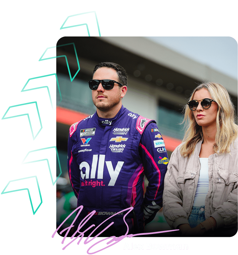 Alex Bowman with fiancé Chloe.