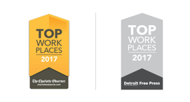 Top Work Places 2017, Awarded by the Charlotte Observer and Detroit Free Press